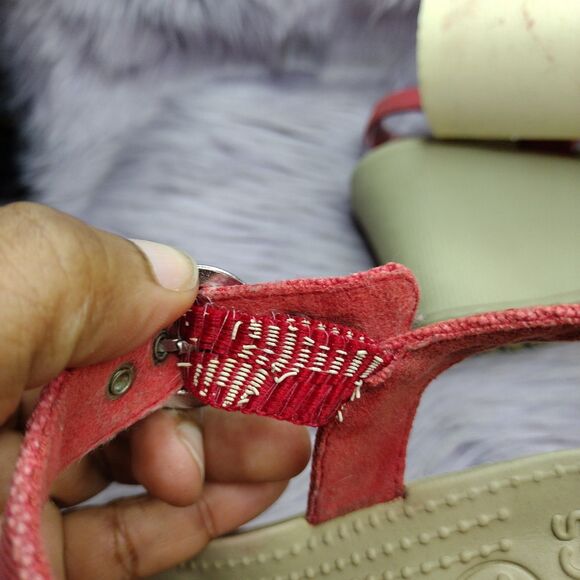 Crocs Hanalei Wedge Canvas Ankle Strap Sandals Womens Size 8 Red - Picture 7 of 10